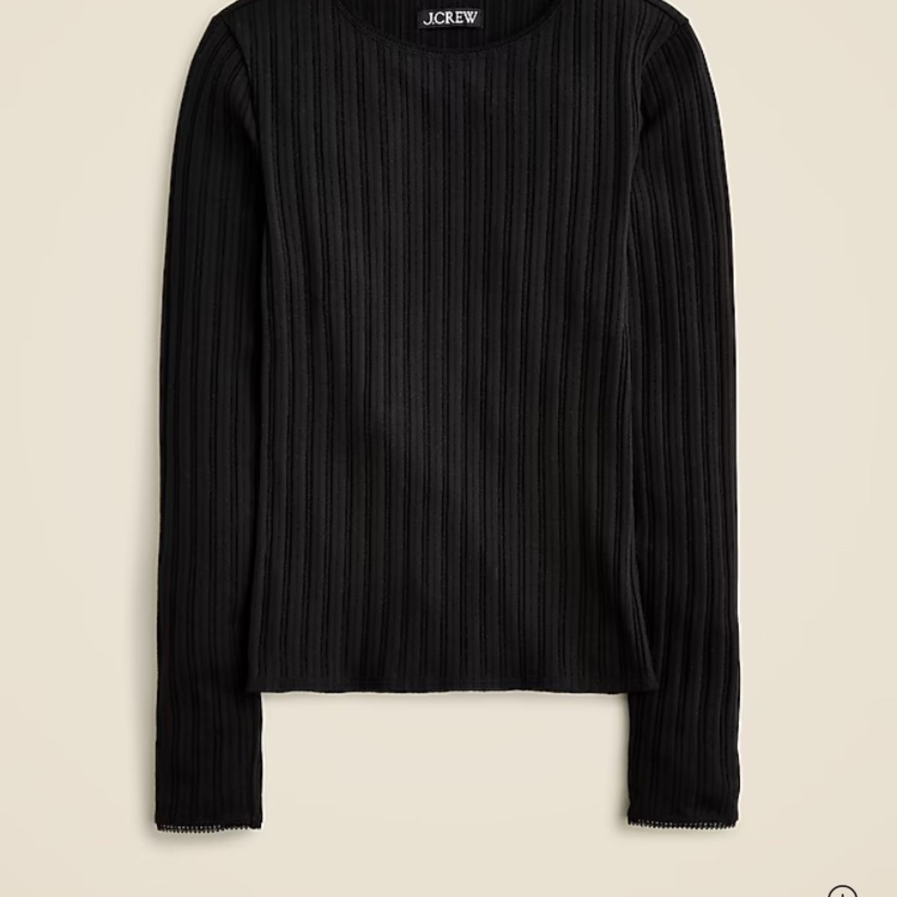 J. Crew Women's Black Pointelle Top